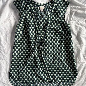 Merona Green and White Polka Dot Blouse